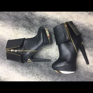 Leather Gold Boot Heals